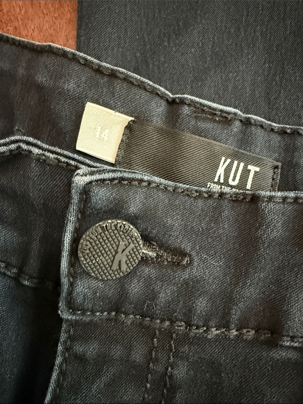Kut from the Kloth Natalie Black High Rose Bootcut  Stretch Denim Jeans 14 - Picture 3 of 6